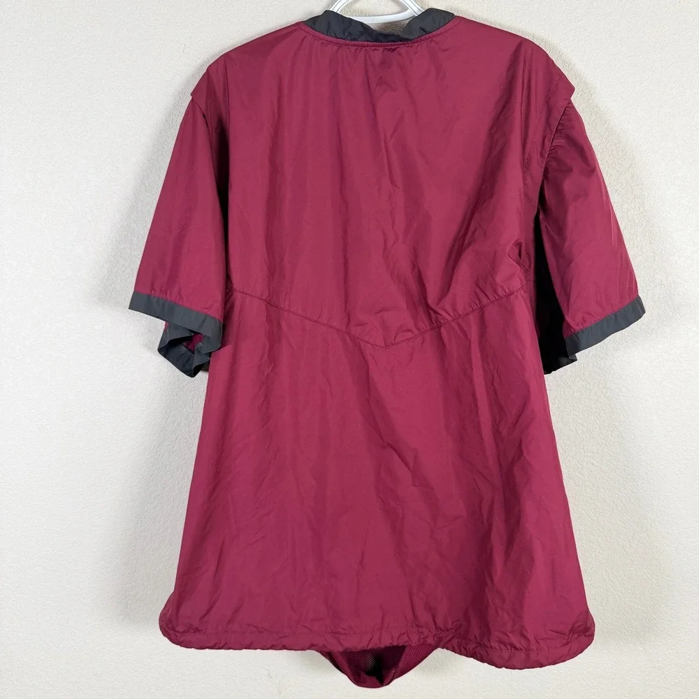 Nike Windshirt Cage Jacket Pullover Mens XXL Red Short Sleeve Ventilated Snaps